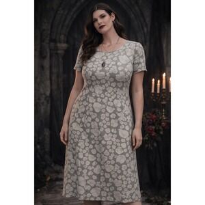 Liz Claiborne Liz Sport Vintage 90s Sage Green Leaf Print Sheath Dress Size S